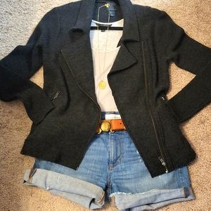 Knit moto style blazer